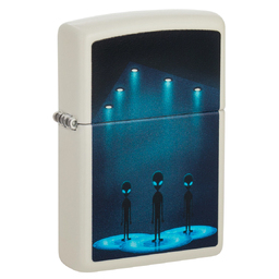 Зажигалка ZIPPO Пришельцы с покрытием, светящимся в темноте зеленым | Aliens Design Glow In The Dark Green, латунь/сталь, белая, 38x13x57 мм