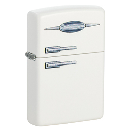 Зажигалка ZIPPO Retro Fridge Design с покрытием White Matte, латунь/сталь, серебристая, 38x13x57 мм