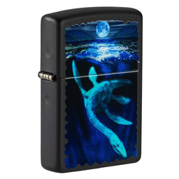 Зажигалка ZIPPO Лох-Несское чудовище с покрытием черный свет | Lock Ness Black Light, латунь/сталь, черная, матовая 38x13x57 мм