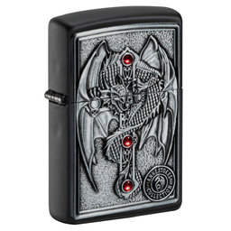 Зажигалка ZIPPO Крест с крылатым драконом с черным матовым покрытием | Winged Dragon Cross Black Matte, латунь/сталь, чёрная, 38x13x57 мм