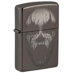 Зажигалка ZIPPO Крик монстра с покрытием черный лед | Screaming Monster Black Ice®, латунь/сталь, черная, 38x13x57 мм