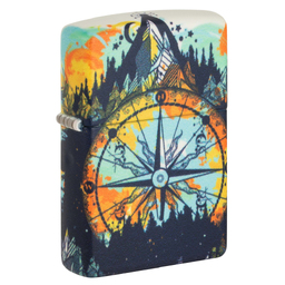 Зажигалка ZIPPO Компас с покрытием, светящимся в темноте зеленым | Compass Glow In The Dark Green, латунь/сталь, разноцветная, 38x13x57 мм