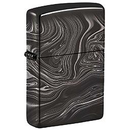 Зажигалка ZIPPO Мраморный узор с черным глянцевым покрытием | Marble Pattern High Polish Black, латунь/сталь, чёрная, 38x13x57 мм