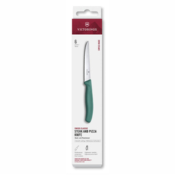 Набор из 6 ножей для стейков VICTORINOX Швейцарская классика | Swiss Classic, 11 см, волнистая кромка, зеленая рукоять