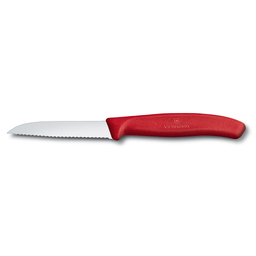Нож для овощей VICTORINOX SwissClassic, лезвие 8 см с волнистой кромкой, красный