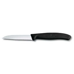 Нож для овощей VICTORINOX SwissClassic, лезвие 8 см с волнистой кромкой, чёрный