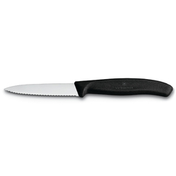 Нож для овощей VICTORINOX SwissClassic, лезвие 8 см с волнистой кромкой, чёрный