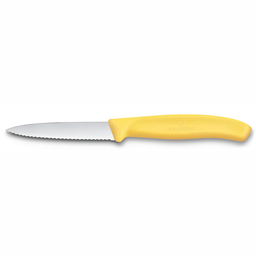 Нож для овощей VICTORINOX Швейцарская классика | Swiss Classic, лезвие 8 см с волнистой кромкой, желтый
