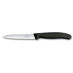 Нож для овощей VICTORINOX SwissClassic, лезвие 10 см с волнистой кромкой, чёрный