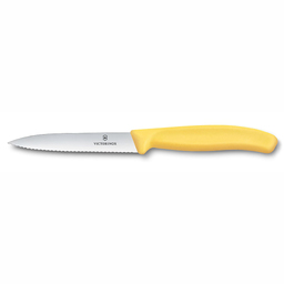 Нож для овощей VICTORINOX Швейцарская классика | Swiss Classic, лезвие 10 см с волнистой кромкой, желтый