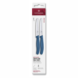 Набор из 2 столовых ножей VICTORINOX Швейцарская классика | Swiss Classic, 11 см, волнистая кромка, синяя рукоять