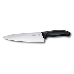Нож разделочный VICTORINOX SwissClassic, широкое лезвие 20 см, чёрный, в картонном блистере