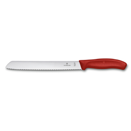Нож для хлеба VICTORINOX SwissClassic, лезвие 21 см с волнистой заточкой, красный, в блистере