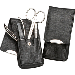 Маникюрный набор YES, 4 пр. Футляр: натуральная кожа, цвет черный