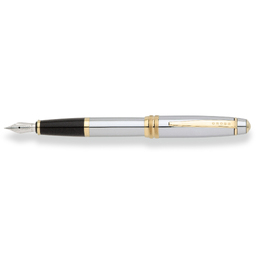 Перьевая ручка CROSS коллекция «БЕЙЛИ | BAILEY». Цвет - серебристый с золотистой отделкой.