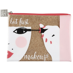 Косметичка Dewal Beauty серия "Модница", золотистая 22х16,5х1,5см