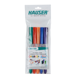 Набор: Гелевая ручка Hauser Creator Glitter Gel, чернила с блестками - 5шт, пакет
