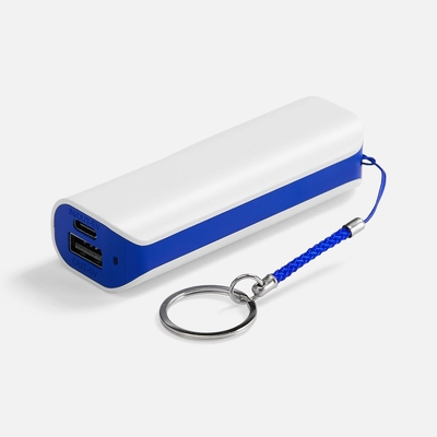 Внешний аккумулятор-брелок Akku 2000 мАч, белый с синим