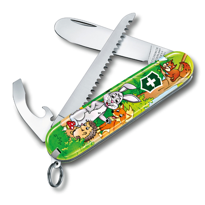 Набор для детей VICTORINOX "Кролик": перочинный нож 84 мм, шнурок на шею, книга-раскраска, зелёный