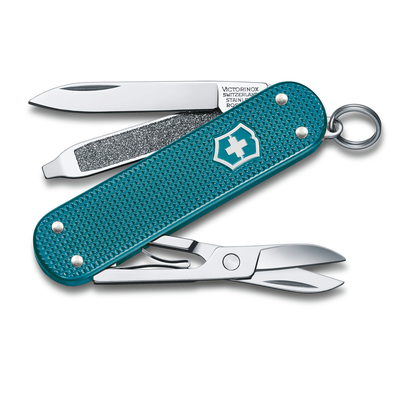 Нож-брелок VICTORINOX Classic SD Alox Colors "Wild Jungle", 58 мм, 5 функций, тёмно-бирюзовый