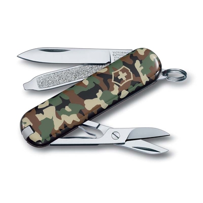Нож-брелок VICTORINOX Classic SD "Camouflage", 58 мм, 7 функций, зелёный камуфляж