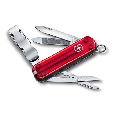 Нож-брелок VICTORINOX NailClip 580, 65 мм, 8 функций, полупрозрачный красный