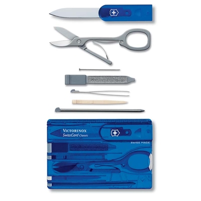 Швейцарская карточка VICTORINOX SwissCard Classic, 10 функций, полупрозрачная синяя