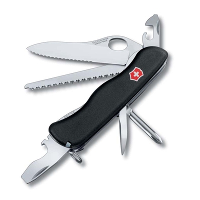 Нож перочинный VICTORINOX Trailmaster One Hand, 111 мм, 12 функций, с фиксатором лезвия, чёрный