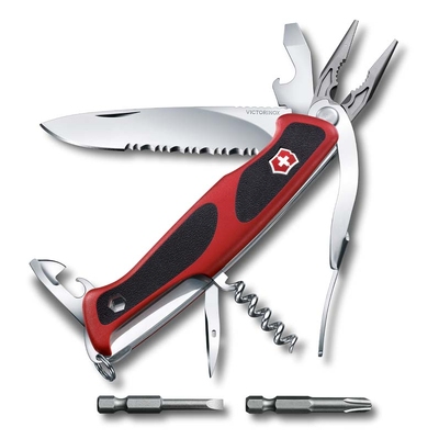 Нож перочинный VICTORINOX RangerGrip 174 Handyman, 130 мм, 17 фнк, с фиксатором, красный с чёрным