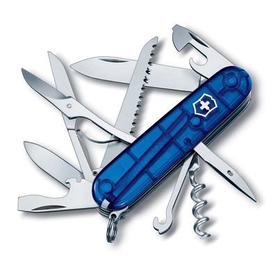 Нож перочинный VICTORINOX Huntsman, 91 мм, 15 функций, полупрозрачный синий