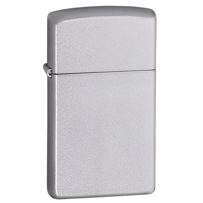 Зажигалка ZIPPO узкая с покрытием сатинированный хром | Slim® Satin Chrome, латунь/сталь, серебристая, матовая, 29x10x60 мм