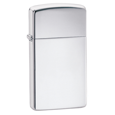 Зажигалка ZIPPO узкая с покрытием глянцевый хром | Slim® High Polish Chrome, латунь/сталь, серебристая, 29x10x60 мм