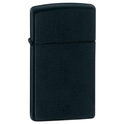 Зажигалка ZIPPO узкая с черным матовым покрытием | Slim® Black Matte, латунь/сталь, чёрная, матовая, 29x10x60 мм
