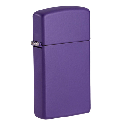 Зажигалка ZIPPO узкая с фиолетовым матовым покрытием | Slim® Purple Matte, латунь/сталь, фиолетовая, матовая, 29x10x60 мм
