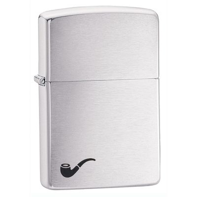 Зажигалка для трубок ZIPPO с покрытием матовый хром | Pipe Brushed Chrome, латунь/сталь, серебристая, матовая, 36x12x56 мм