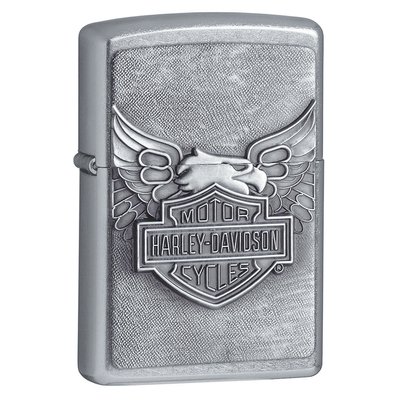 Зажигалка ZIPPO Харлей Дэвидсон с покрытием поцарапанный хром | Harley-Davidson® Street Chrome, латунь/сталь, серебристая, 38x13x57 мм