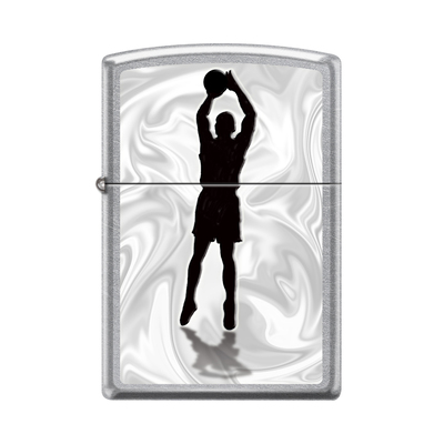 Зажигалка ZIPPO Баскетболист с покрытием Street Chrome™, латунь/сталь, серебристая, 38x13x57 мм