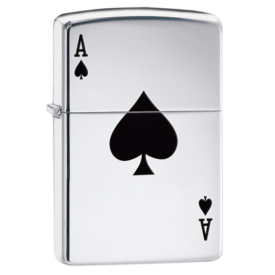 Зажигалка ZIPPO Туз пик с покрытием Глянцевый хром | Simple Spade Design High Polish Chrome, латунь/сталь, серебристая, 38x13x57 мм