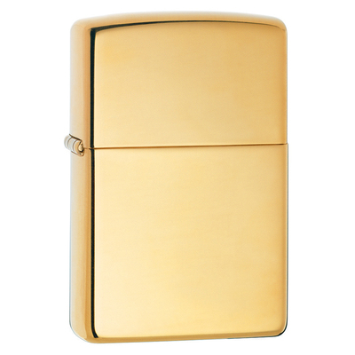 Зажигалка ZIPPO классическая с покрытием Глянцевая латунь | Classic High Polish Brass, латунь/сталь, золотистая, 38x13x57 мм
