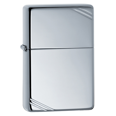 Зажигалка ZIPPO Винтажная 1937 с полосками с покрытием Глянцевый хром | Vintage™Series 1937 High Polish Chrome, латунь/сталь, серебристая, 38x13x57 мм