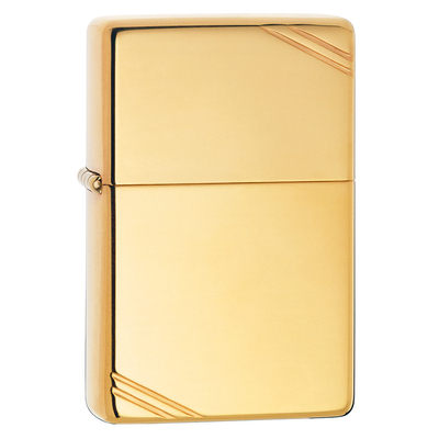 Зажигалка ZIPPO Винтажная с покрытием Глянцевая латунь | Vintage™ High Polish Brass, латунь/сталь, золотистая, 38x13x57 мм