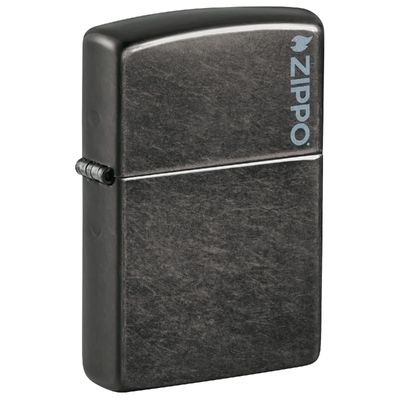 Зажигалка ZIPPO Логотип с темно-серым покрытием | Logo Gray Dusk, латунь/сталь, серая, матовая, 38x13x57 мм