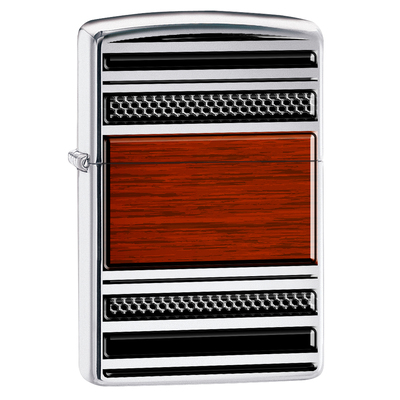 Зажигалка для трубок ZIPPO с покрытием глянцевый хром | Pipe High Polish Chrome, латунь/сталь, серебро/дерево, глянцевая, 36x12x56 мм