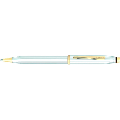 Шариковая ручка CROSS коллекция «ВЕЧНАЯ КЛАССИКА 2.0 | CENTURY CLASSIC II». Цвет - серебристый с золотистой отделкой.