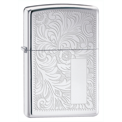 Зажигалка ZIPPO Венецианская с покрытием Глянцевый хром | Venetian® High Polish Chrome, латунь/сталь, серебристая, 38x13x57 мм