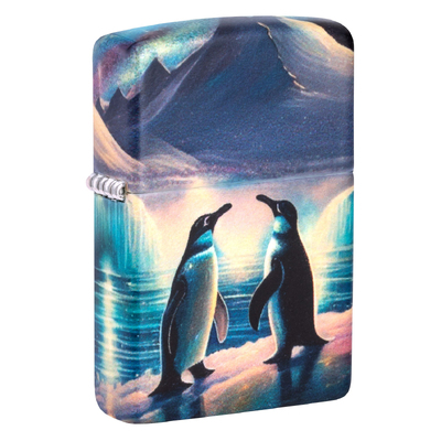 Зажигалка ZIPPO Пингвины с покрытием, светящимся в темноте зеленым | Penguin Glow In The Dark Green, латунь/сталь, разноцветная, 38x13x57 мм