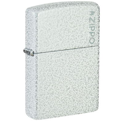 Зажигалка ZIPPO Логотип с ледяным покрытием | Logo Glacier, латунь/сталь, белая, матовая, 38x13x57 мм