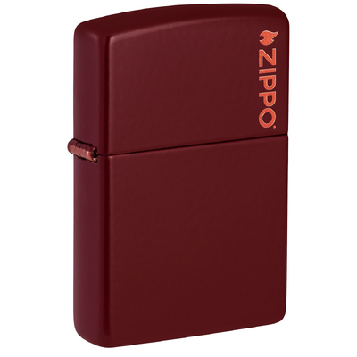 Зажигалка ZIPPO Логотип с покрытием мерло | Logo Merlot, латунь/сталь, бордовая, глянцевая, 38x13x57 мм