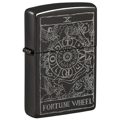 Зажигалка ZIPPO Колесо фортуны с черным глянцевым покрытием | Wheel Of Fortune High Polish Black, латунь/сталь, черная, глянцевая, 38x13x57 мм