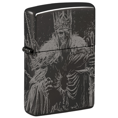 Зажигалка ZIPPO Король скелетов с черным глянцевым покрытием | Skull King High Polish Black, латунь/сталь, черная, глянцевая, 38x13x57 мм